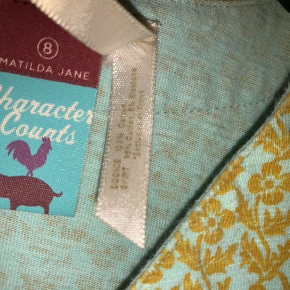 Matilda Jane print dress girls age 8 in excellent used condition green blue - Picture 4 of 8